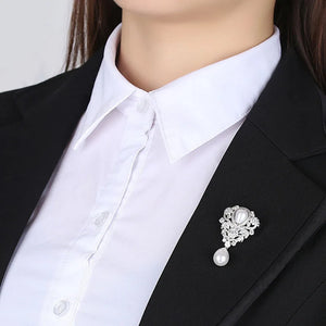 Zircon Big Pearl Brooch Wedding Party Birthday Gift