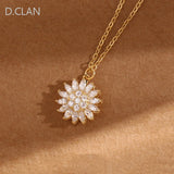 D.CLAN 100% Silver Rotating Sun Flower Daisy Necklace