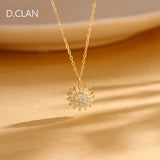 D.CLAN 100% Silver Rotating Sun Flower Daisy Necklace