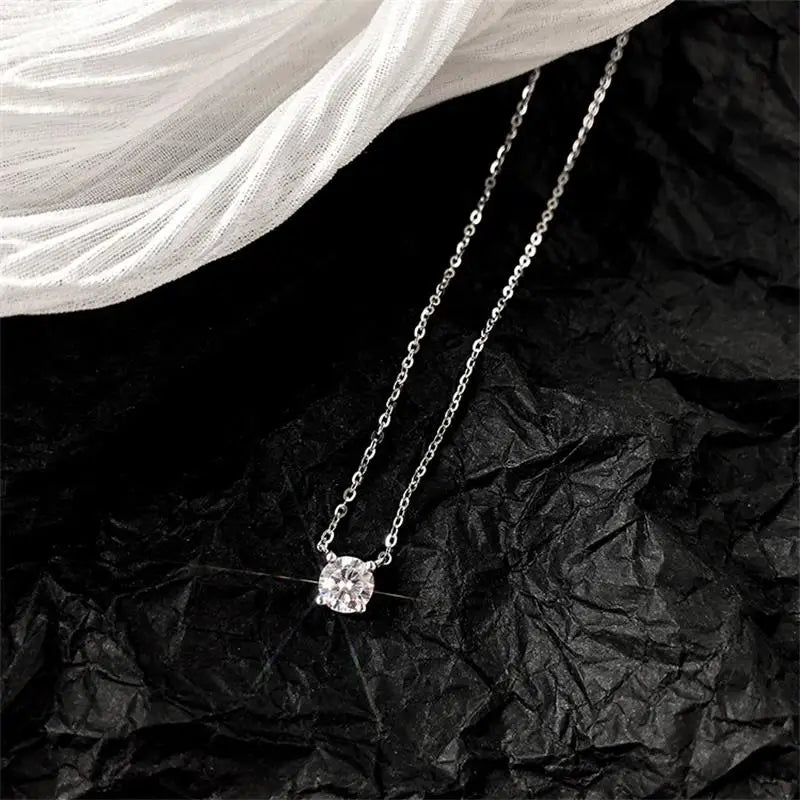 3ct Moissanite Diamond 925 Sterling Silver Pendant Necklace For Women