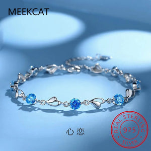 Heart-to-Heart Moissanite Bracelet S925 Silver Plate Pt950 Noble Hand Jewelry