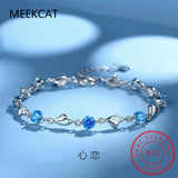 Heart-to-Heart Moissanite Bracelet S925 Silver Plate Pt950 Noble Hand Jewelry