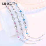 Heart-to-Heart Moissanite Bracelet S925 Silver Plate Pt950 Noble Hand Jewelry
