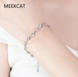 Heart-to-Heart Moissanite Bracelet S925 Silver Plate Pt950 Noble Hand Jewelry