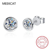 D Moissanite Bezel Stud Earrings Pendant Necklace Set
