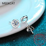 D Moissanite Bezel Stud Earrings Pendant Necklace Set