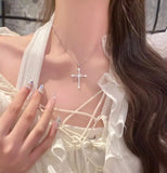 Cross Pendant Necklace 925 Sterling Silver Moissanite Christian Diamond Chain