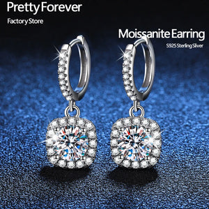 D Moissanite Earring 925 Sterling Silver Plated for Women Wedding