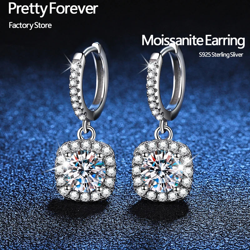 D Moissanite Earring 925 Sterling Silver Plated for Women Wedding
