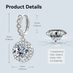 3ct Moissanite Earrings Huggie 925 Silver 1ct Hoop Drop Dangle Original Gemstone