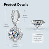 3ct Moissanite Earrings Huggie 925 Silver 1ct Hoop Drop Dangle Original Gemstone