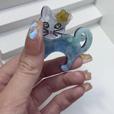 Yellow Flower Cat Brooch Acrylic Animal Clothing Jewelry Lapel Pin