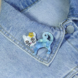 Yellow Flower Cat Brooch Acrylic Animal Clothing Jewelry Lapel Pin