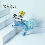 Yellow Flower Cat Brooch Acrylic Animal Clothing Jewelry Lapel Pin