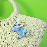 Yellow Flower Cat Brooch Acrylic Animal Clothing Jewelry Lapel Pin