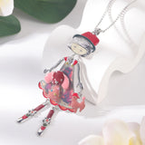 Bow Girl Doll Necklaces Woman Floral Dress Pendant Necklace Women Gift