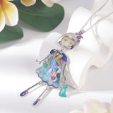 Bow Girl Doll Necklaces Woman Floral Dress Pendant Necklace Women Gift