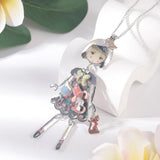 Bow Girl Doll Necklaces Woman Floral Dress Pendant Necklace Women Gift