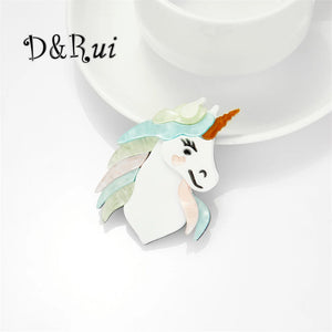 Cartoon Unicorn Brooch Colorful Acrylic Jewelry Women's Lapel Pin