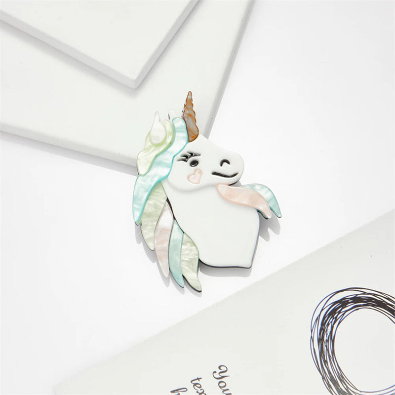 Cartoon Unicorn Brooch Colorful Acrylic Jewelry Women's Lapel Pin