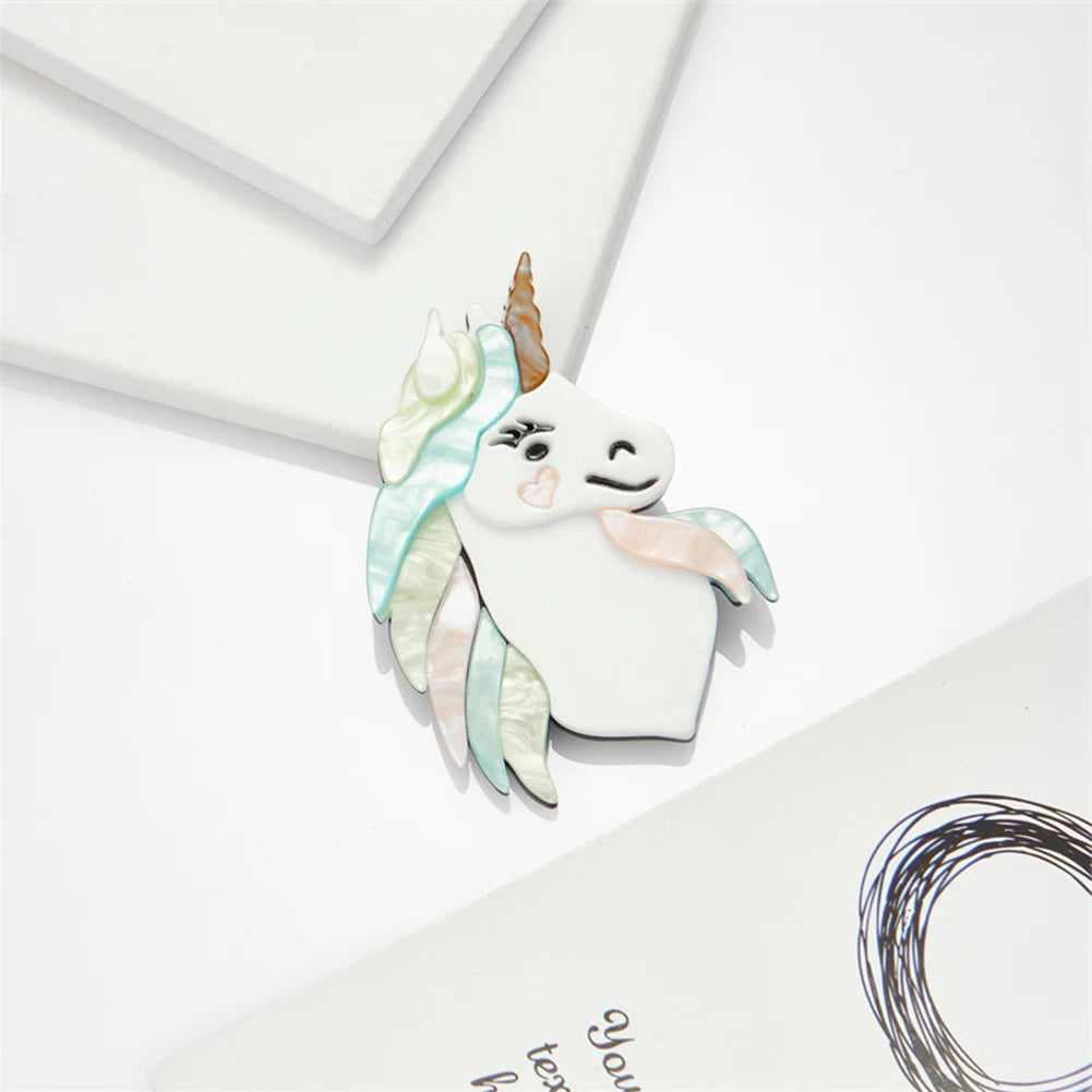 Cartoon Unicorn Brooch Colorful Acrylic Jewelry Women's Lapel Pin
