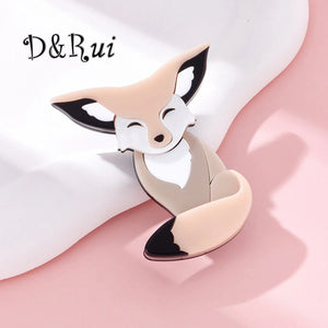 Pink Fox Brooches Acrylic Animal Jewelry Lapel Pins Women's Backpack Accessory