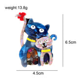 D&Rui Two Cat Brooches Acrylic Animal Lapel Pins Women Clothing Jewelry Accessor