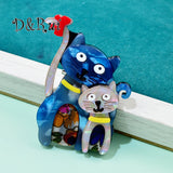 D&Rui Two Cat Brooches Acrylic Animal Lapel Pins Women Clothing Jewelry Accessor