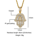 Iced Out CZ Hamsa Hand Pendant & Necklace