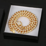 13mm Cuban Link Chain For Men Iced Out Bling Cuban Chain Rhinestone