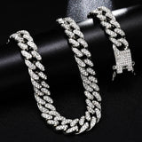 13mm Cuban Link Chain For Men Iced Out Bling Cuban Chain Rhinestone