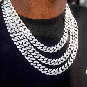 13mm Cuban Link Chain For Men Iced Out Bling Cuban Chain Rhinestone