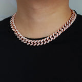 Hip Hop 13mm Rose Cuban Chain Iced Out Bling Rhinestone Chaine Homme Jewelry