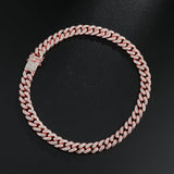 Hip Hop 13mm Rose Cuban Chain Iced Out Bling Rhinestone Chaine Homme Jewelry