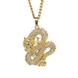 Hip Hop Dragon Pendant Iced Out Cubic Zircon Stones Men Jewelry