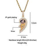 Heart Shaped Photo Pendant Necklace With Cubic Zircon Memorial Jewelry
