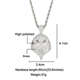 Owl Head Pendant Iced Out Cubic Zircon in Men's Jewelry