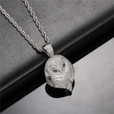 Owl Head Pendant Iced Out Cubic Zircon in Men's Jewelry