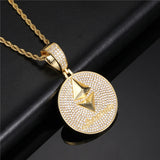Ethereum Pendant Iced Out AAA+ CZ Stones Solid Back