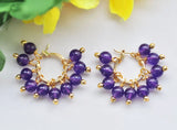 6mm Amethyst Turquoise Jade Coral Gem-Stone Dangle Earring