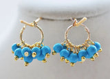6mm Amethyst Turquoise Jade Coral Gem-Stone Dangle Earring
