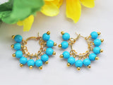6mm Amethyst Turquoise Jade Coral Gem-Stone Dangle Earring