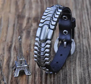 Leather Bracelet Wristband with Studs Cuff for Men