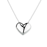 S925 Silver 3D Heart Necklace Retro Platinum Women Wedding Jewelry