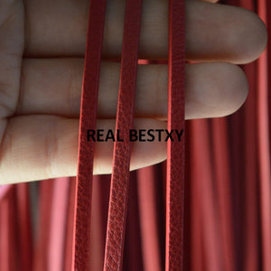 5m/lot Red Flat Square Leather Rope Natural Cord For DIY Men Bracelet
