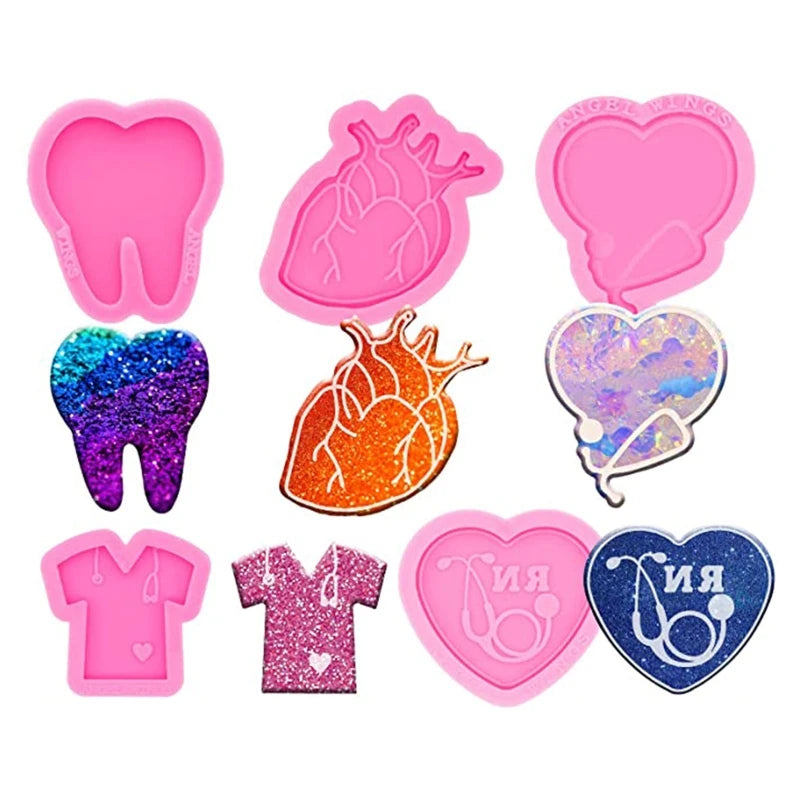 5Pcs Nurse Work Permit Resin Silicone Mould Epoxy Casting for Student Hospital