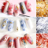 Metallic Foil Flakes 6 Colors Gilding Flakes with Tweezers for Resin Nail Art