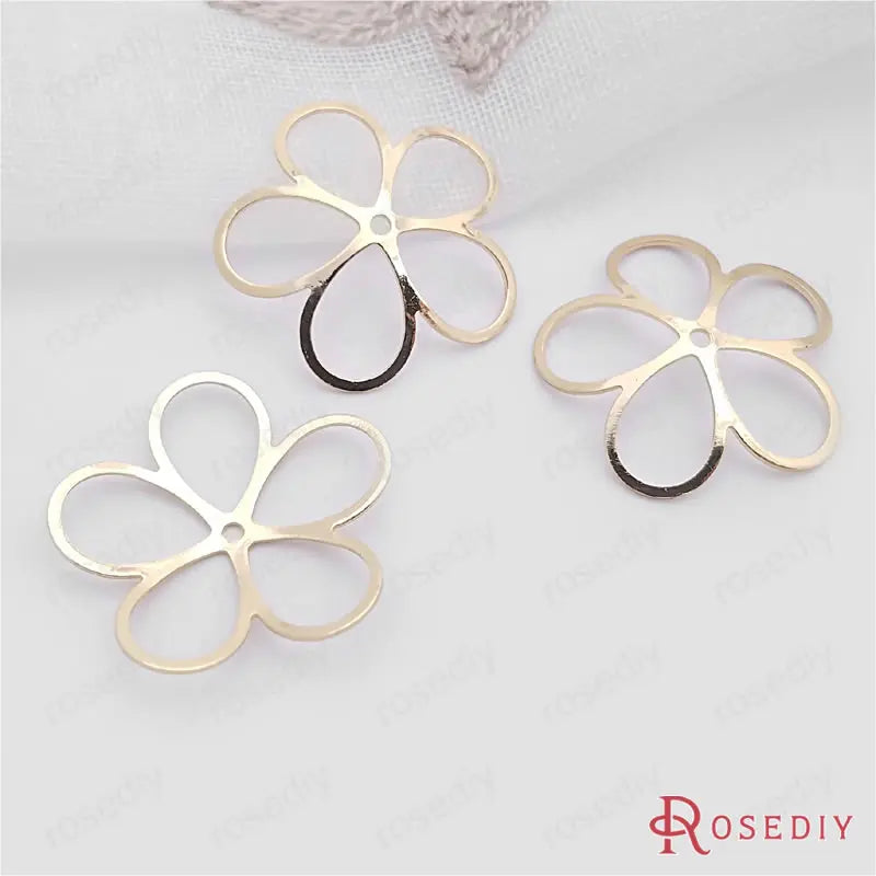 10pcs 21mm High Champagne Brass Plum Flower Charms Pendants DIY