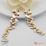 4pc 56mm High Champagne Plated Brass Flower Charms Pendants DIY