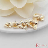 4pc 56mm High Champagne Plated Brass Flower Charms Pendants DIY